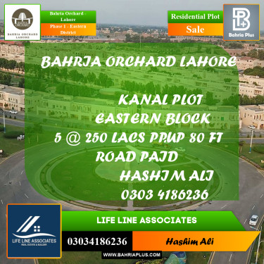 Residential Plot for Sale in Phase 1 - Eastern District -  Bahria Orchard, Lahore - (BP-167317)