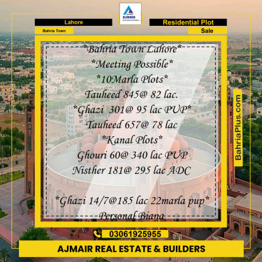 Residential Plot for Sale in Bahria Town, Lahore - (BP-167356)