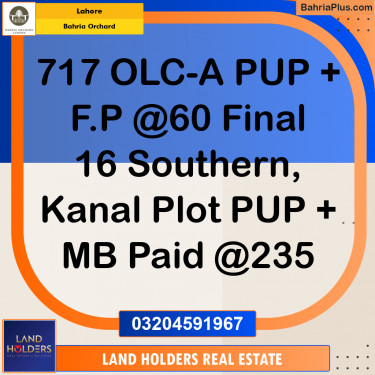 Residential Plot for Sale in OLC-A Block -  Bahria Orchard, Lahore - (BP-167367)