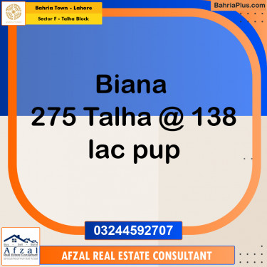 Residential Plot for Sale in Sector F - Talha Block -  Bahria Town, Lahore - (BP-167394)