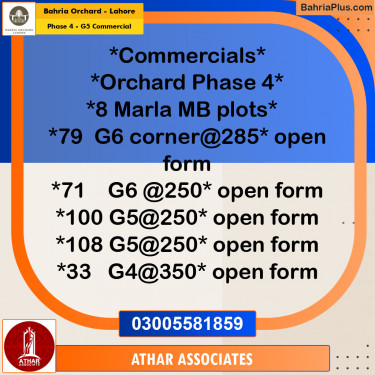 Commercial Plot for Sale in Phase 4 - G5 Commercial -  Bahria Orchard, Lahore - (BP-167417)