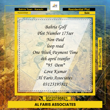 Residential Plot for Sale in Precinct 20 Golf -  Bahria Town, Karachi - (BP-167424)
