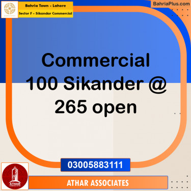 Commercial Plot for Sale in Sector F - Sikandar Commercial -  Bahria Town, Lahore - (BP-167435)