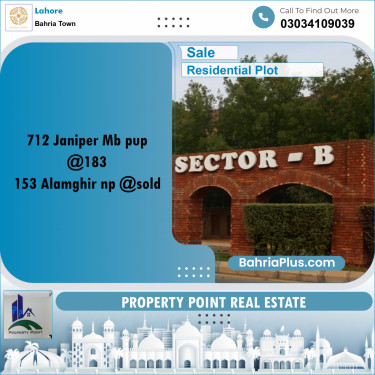 Residential Plot for Sale in Sector C - Janiper Block -  Bahria Town, Lahore - (BP-167444)