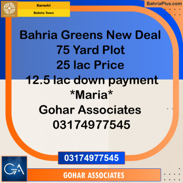75 Sq. Yards Residential Plot for Sale in Bahria Greens -  Bahria Town, Karachi - (BP-167474)