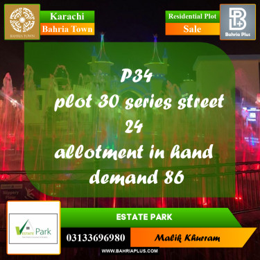 250 Sq. Yards Residential Plot for Sale in Precinct 34 -  Bahria Town, Karachi - (BP-167483)