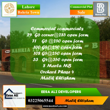 Commercial Plot for Sale in Bahria Town, Lahore - (BP-167504)