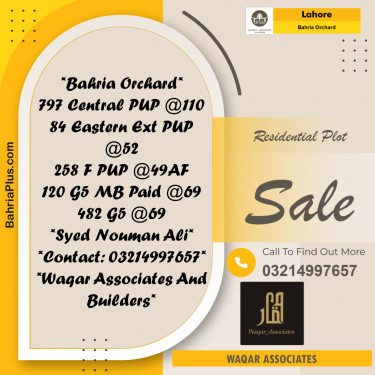 Residential Plot for Sale in Phase 1 - Central District -  Bahria Orchard, Lahore - (BP-167523)