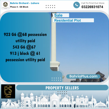 Residential Plot for Sale in Phase 4 - G6 Block -  Bahria Orchard, Lahore - (BP-167539)