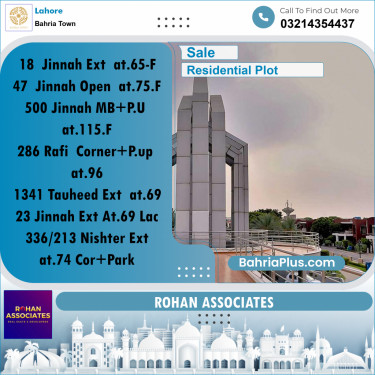 Residential Plot for Sale in Sector E - Jinnah Ext. Block -  Bahria Town, Lahore - (BP-167543)