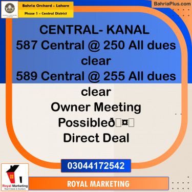 Residential Plot for Sale in Phase 1 - Central District -  Bahria Orchard, Lahore - (BP-167592)