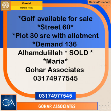 Residential Plot for Sale in Precinct 20 Golf -  Bahria Town, Karachi - (BP-167606)