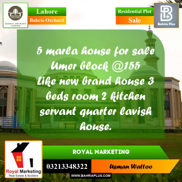 Residential Plot for Sale in Sector B - Umer Block -  Bahria Town, Lahore - (BP-167624)