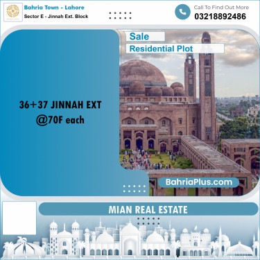 Residential Plot for Sale in Sector E - Jinnah Ext. Block -  Bahria Town, Lahore - (BP-167625)
