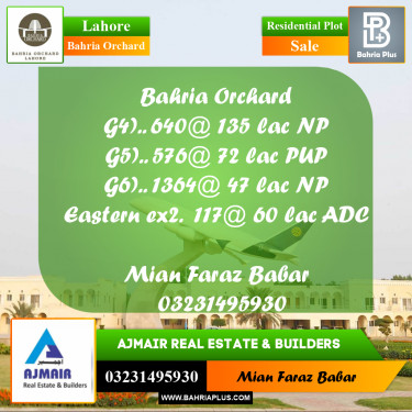 Residential Plot for Sale in Phase 4 - G4 Block -  Bahria Orchard, Lahore - (BP-167653)
