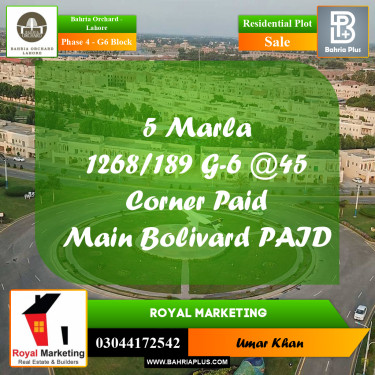 Residential Plot for Sale in Phase 4 - G6 Block -  Bahria Orchard, Lahore - (BP-167668)
