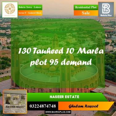 Residential Plot for Sale in Sector F - Tauheed Block -  Bahria Town, Lahore - (BP-167684)