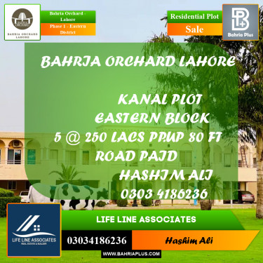 Residential Plot for Sale in Phase 1 - Eastern District -  Bahria Orchard, Lahore - (BP-167731)