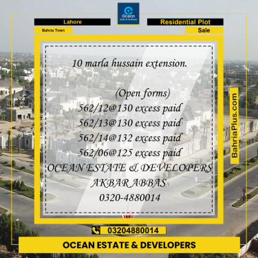 Residential Plot for Sale in Sector C - Nargis/Hussain Ext. -  Bahria Town, Lahore - (BP-167771)