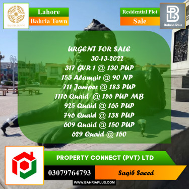 Residential Plot for Sale in Golf Phase 1 -  Bahria Town, Lahore - (BP-167772)