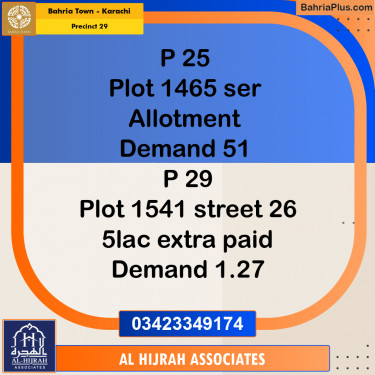 500 Sq. Yards Residential Plot for Sale in Precinct 29 -  Bahria Town, Karachi - (BP-167777)