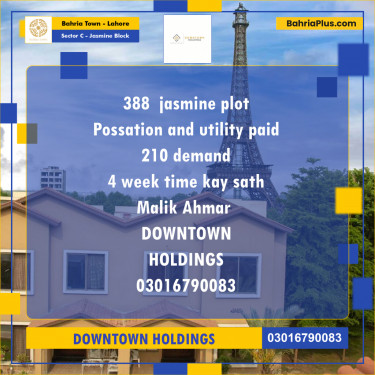 Residential Plot for Sale in Sector C - Jasmine Block -  Bahria Town, Lahore - (BP-167817)