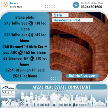 Residential Plot for Sale in Sector F - Talha Block -  Bahria Town, Lahore - (BP-167842)