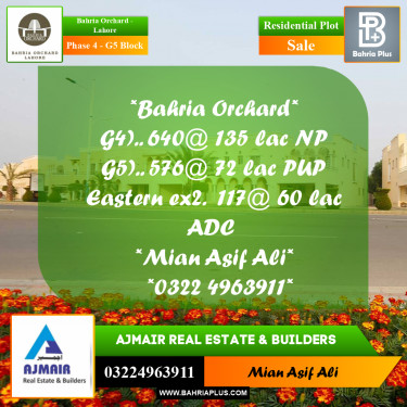 Residential Plot for Sale in Phase 4 - G5 Block -  Bahria Orchard, Lahore - (BP-167858)