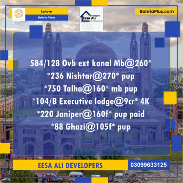 Residential Plot for Sale in Overseas B Ext -  Bahria Town, Lahore - (BP-167871)