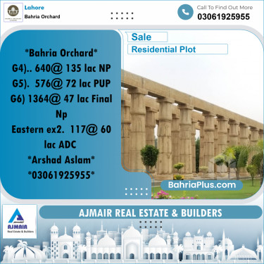 Residential Plot for Sale in Phase 4 - G4 Block -  Bahria Orchard, Lahore - (BP-167925)