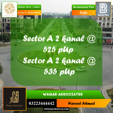 Residential Plot for Sale in Sector A - Babar Block -  Bahria Town, Lahore - (BP-168018)