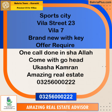 350 Sq. Yards Residential Plot for Sale in Precinct 35 SC Villas -  Bahria Town, Karachi - (BP-168035)