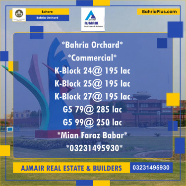 Commercial Plot for Sale in Phase 2 - K Block -  Bahria Orchard, Lahore - (BP-168070)