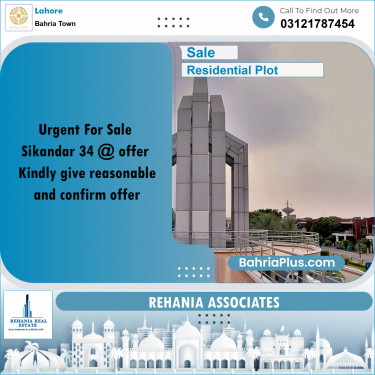 Residential Plot for Sale in Sector F - Sikander Block -  Bahria Town, Lahore - (BP-168085)