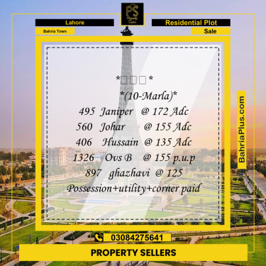 Residential Plot for Sale in Sector C - Janiper Block -  Bahria Town, Lahore - (BP-168095)
