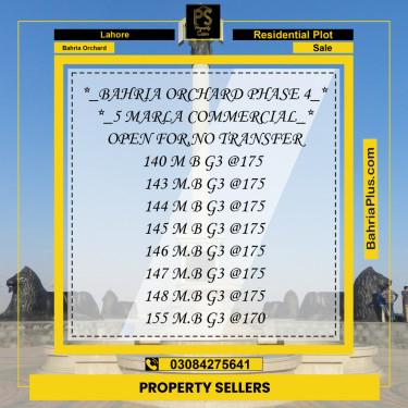 Residential Plot for Sale in Phase 4 - G3 Block -  Bahria Orchard, Lahore - (BP-168098)