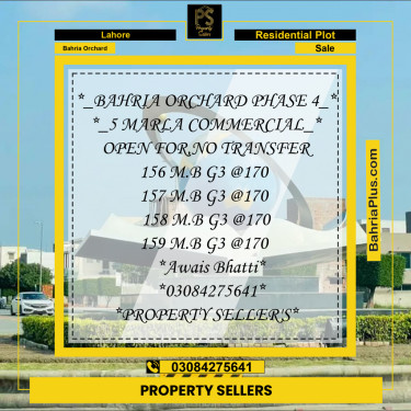 Residential Plot for Sale in Bahria Orchard, Lahore - (BP-168100)