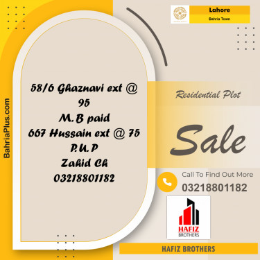 Residential Plot for Sale in Sector F - Ghaznavi Ext. Block -  Bahria Town, Lahore - (BP-168108)
