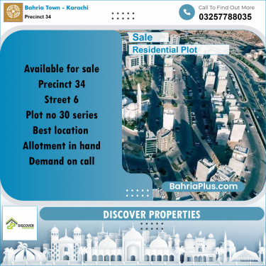 250 Sq. Yards Residential Plot for Sale in Precinct 34 -  Bahria Town, Karachi - (BP-168147)