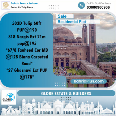 Residential Plot for Sale in Sector C - Tulip Block -  Bahria Town, Lahore - (BP-168157)