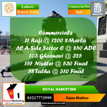 Commercial Plot for Sale in Sector E - Rafi Block -  Bahria Town, Lahore - (BP-168160)