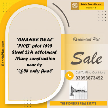 Residential Plot for Sale in Precinct 11-B -  Bahria Town, Karachi - (BP-168182)