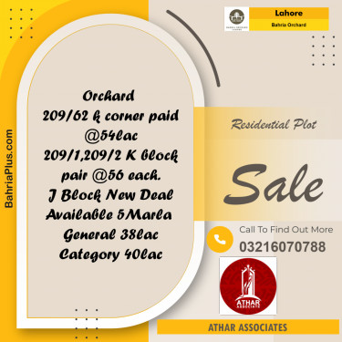 Residential Plot for Sale in Phase 2 - K Block -  Bahria Orchard, Lahore - (BP-168200)
