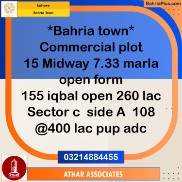 Commercial Plot for Sale in Sector E - Iqbal Block -  Bahria Town, Lahore - (BP-168211)