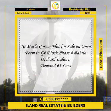 Residential Plot for Sale in Phase 4 - G6 Block -  Bahria Orchard, Lahore - (BP-168243)
