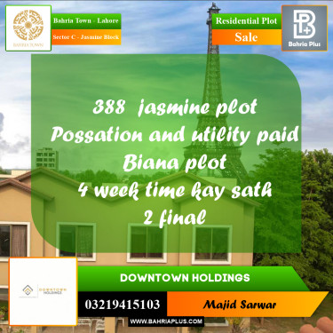 Residential Plot for Sale in Sector C - Jasmine Block -  Bahria Town, Lahore - (BP-168262)