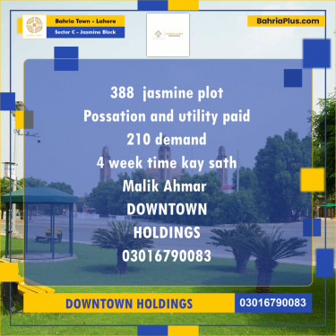 Residential Plot for Sale in Sector C - Jasmine Block -  Bahria Town, Lahore - (BP-168274)