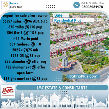 Residential Plot for Sale in Sector B - Safari Villas -  Bahria Town, Lahore - (BP-168373)
