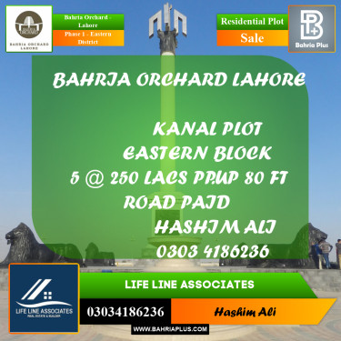 Residential Plot for Sale in Phase 1 - Eastern District -  Bahria Orchard, Lahore - (BP-168420)