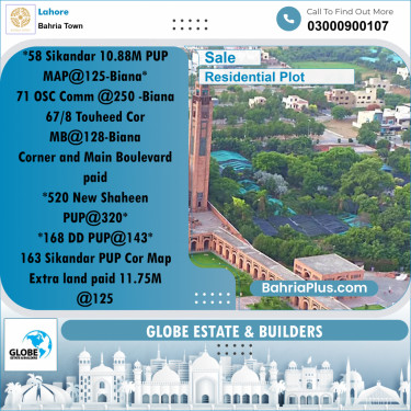 Residential Plot for Sale in Sector F - Sikander Block -  Bahria Town, Lahore - (BP-168461)